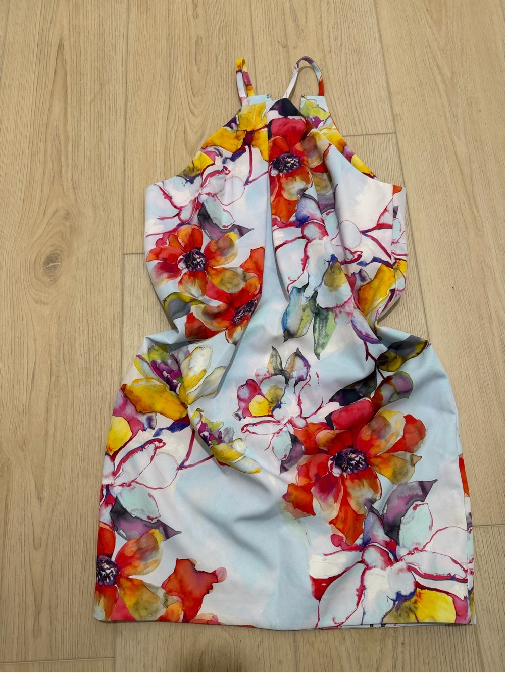 Trina Turk Floral Watercolor Halter Dress - Multicolor